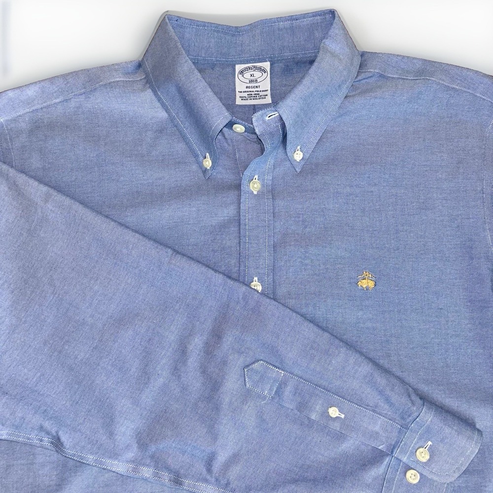 NWOT Brooks Brothers 1818 Regent Non-Iron Blue Solid Button-Down Shirt Size XL